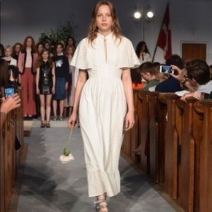 ALEXACHUNG Cape-back Broderie Anglaise Dress